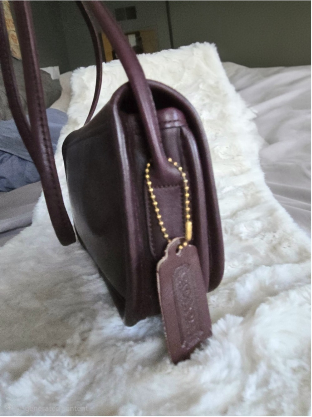 Vintage Coach Dinky Burgandy Leather Crossbody Bag - Picture 12 of 13